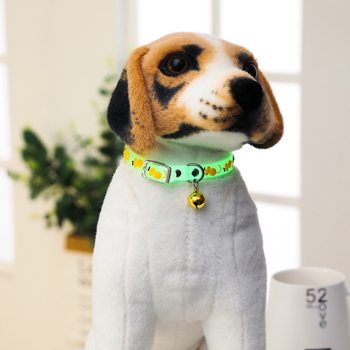 2019 New fluorescent silicone collar cat puppy luminous collar luminous cat chain
