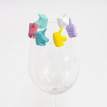 Unicorn wine glass Mark drinking marker creative silicone wine glass identification Mark 6pc pack