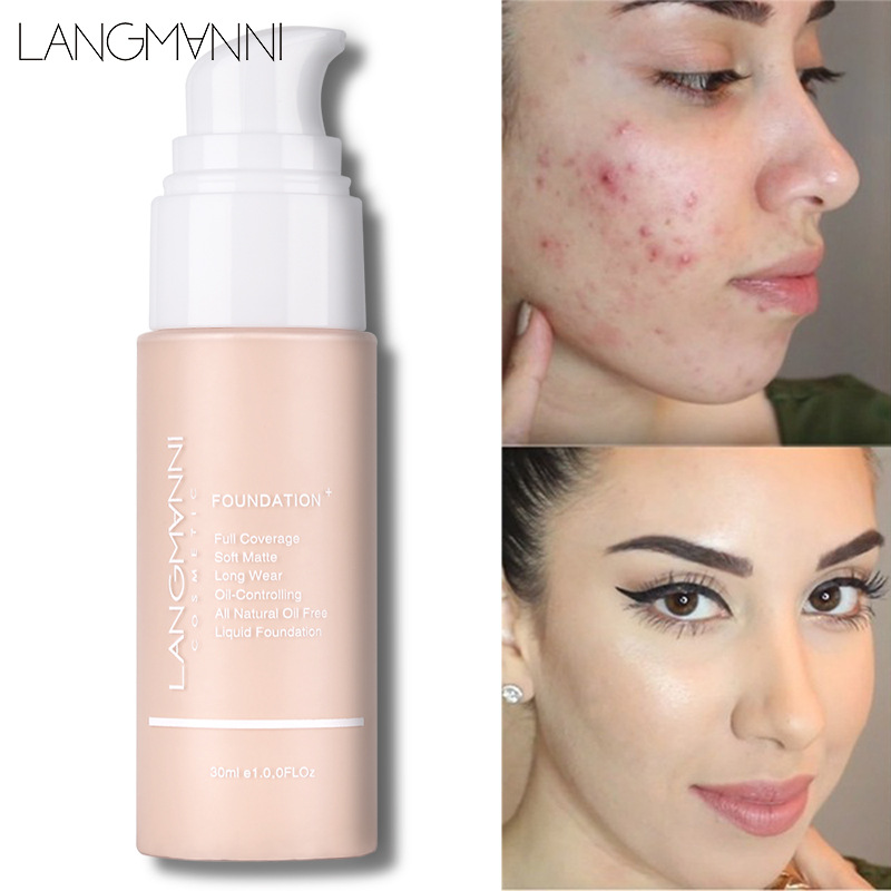 Langmanni Cross-Border Makeup Foundation Matte Oil Control Concealer Foundation European and American Makeup Amazon Exclusive Supply