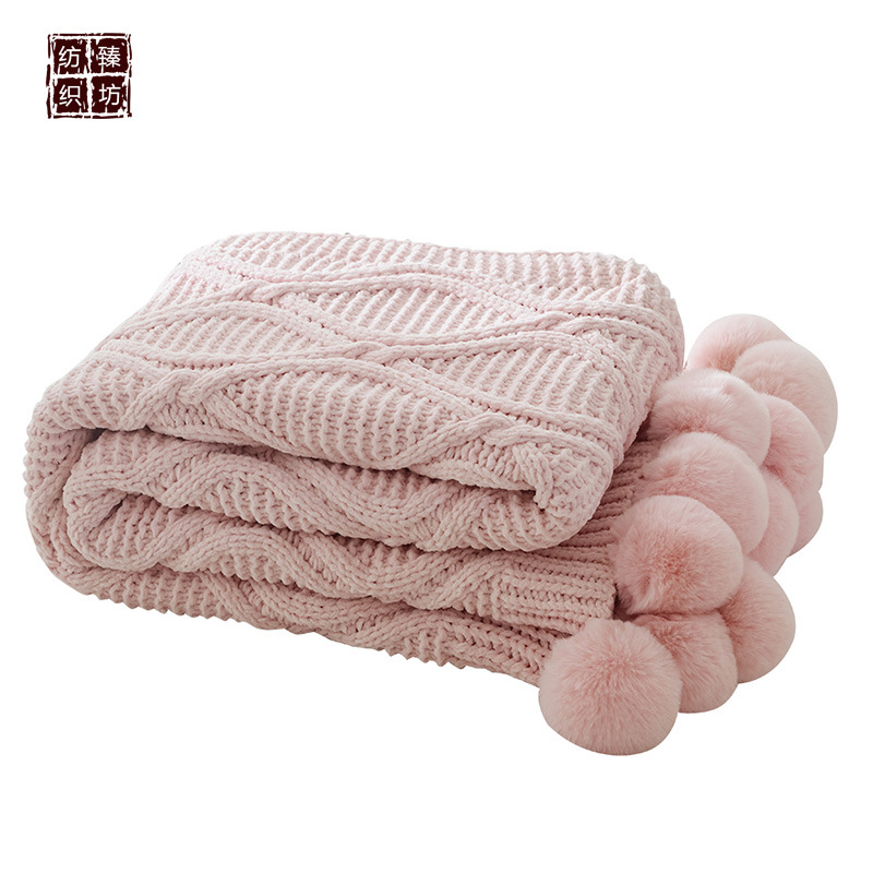 Chenille Knitted Ball Blanket Sofa Towel Beauty Salon Summer Blanket Scandinavian Decorative Blanket Air Conditioning Leisure Blanket