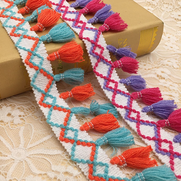 Spot wholesale color broom tassel ribbon lace Pingyang lace barcode clothing curtain home diy accessories