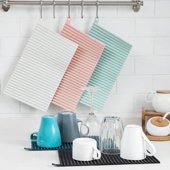 Household Placemat Heat Insulation Mat Non-slip Tea Cup Mat TPR Drain Mat Mini Washboard Easy to Clean Spot