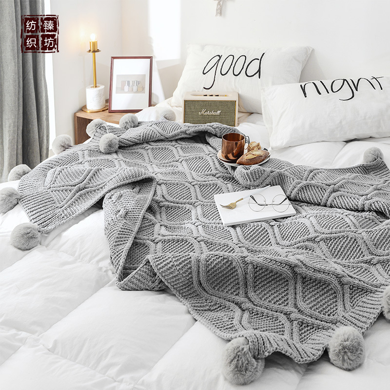 Chenille Knitted Ball Blanket Sofa Towel Beauty Salon Summer Blanket Scandinavian Decorative Blanket Air Conditioning Leisure Blanket