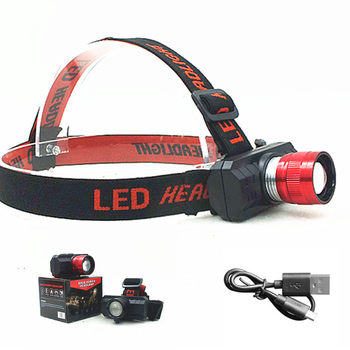 Cross-border new multi-function USB charging bright headlight outdoor head-mounted telescopic zoom headlight