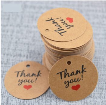 Thank you kraft paper tag thank you hand-made Handmade kraft paper round tag