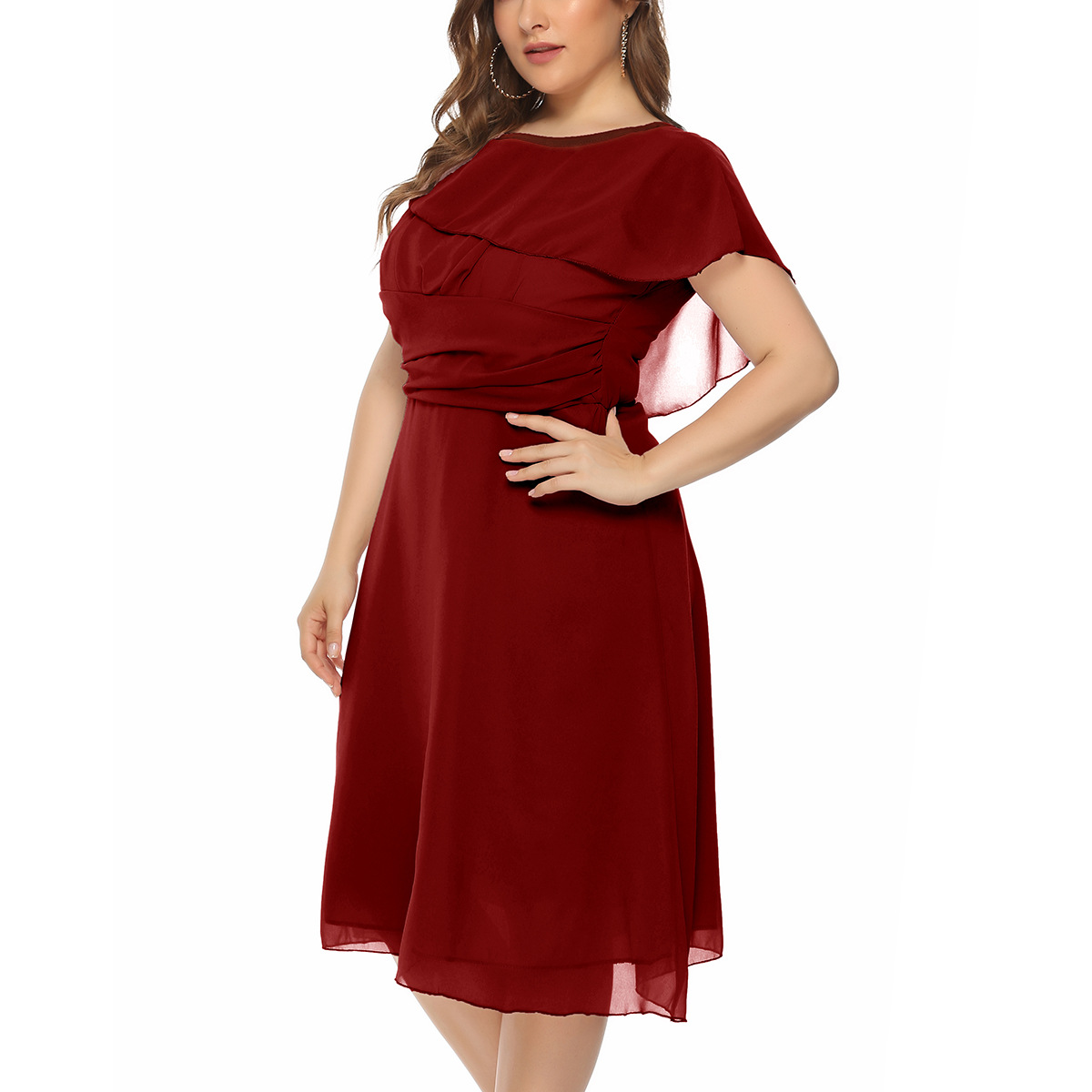 Plus Size Chiffon A Line Dress Elegant Mid Length Flattering Fit Perfect for Casual or Formal Occasions Wholesale