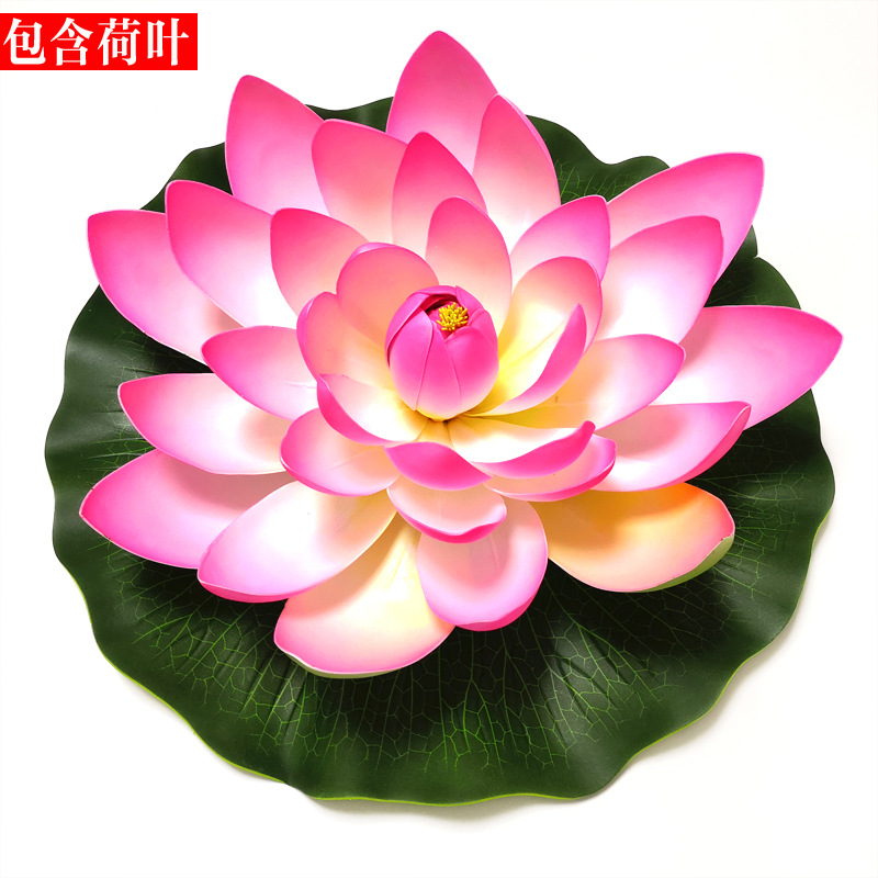 仿真荷花荷叶 睡莲假荷花舞蹈道具水池装饰莲花 EVA泡沫永生花