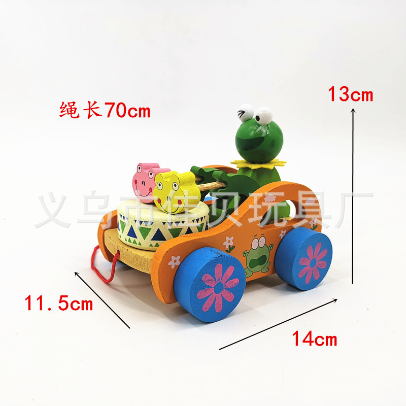 小孩牵引绳小拉车推拉玩具婴儿拉绳玩具宝宝拉车拖拉玩具兔子拉车