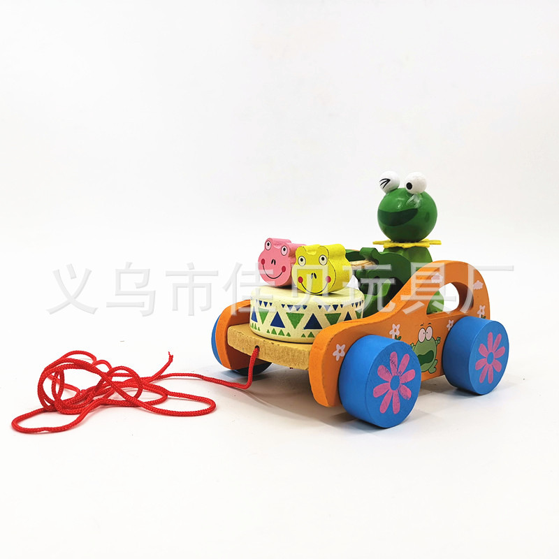 小孩牵引绳小拉车推拉玩具婴儿拉绳玩具宝宝拉车拖拉玩具兔子拉车
