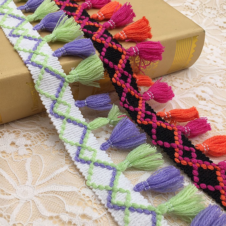 Spot wholesale color broom tassel ribbon lace Pingyang lace barcode clothing curtain home diy accessories