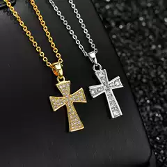 Cross Necklace AAA Grade Zircon Micro Pendant European and American Exquisite 18K Gold Plated Hip Hop Men's and Women's Necklace Pendant