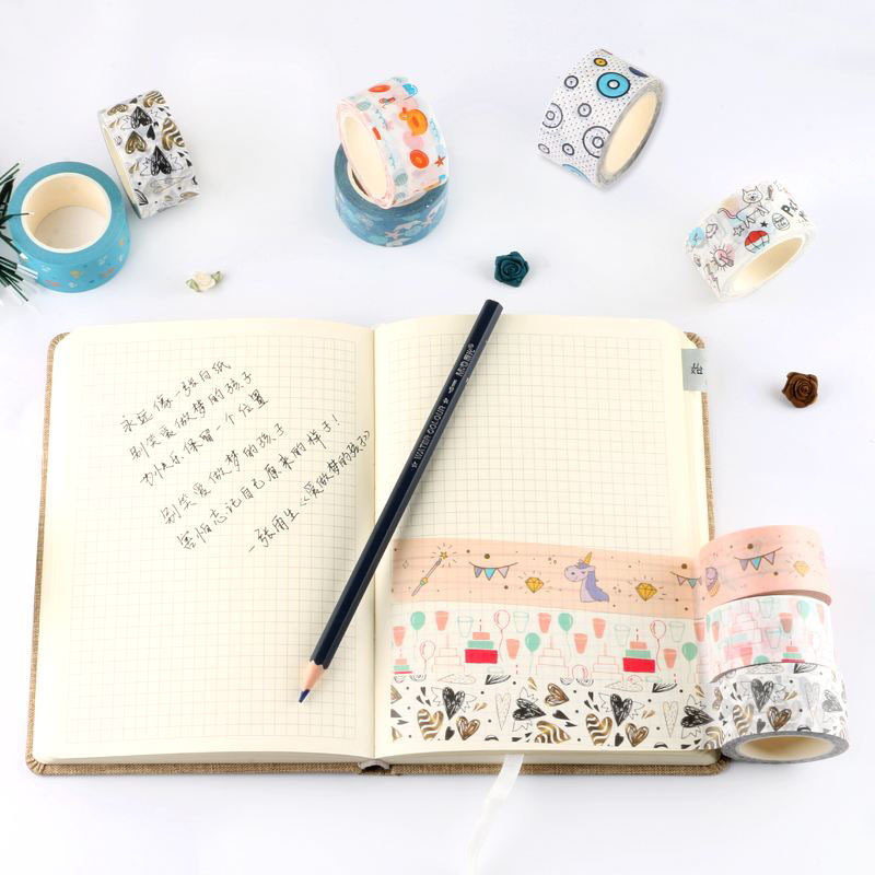 Japanese Washi Tape for Making Stickers, Printing, Eco-Friendly Journal Materials, DIY Creative Gold Stamping