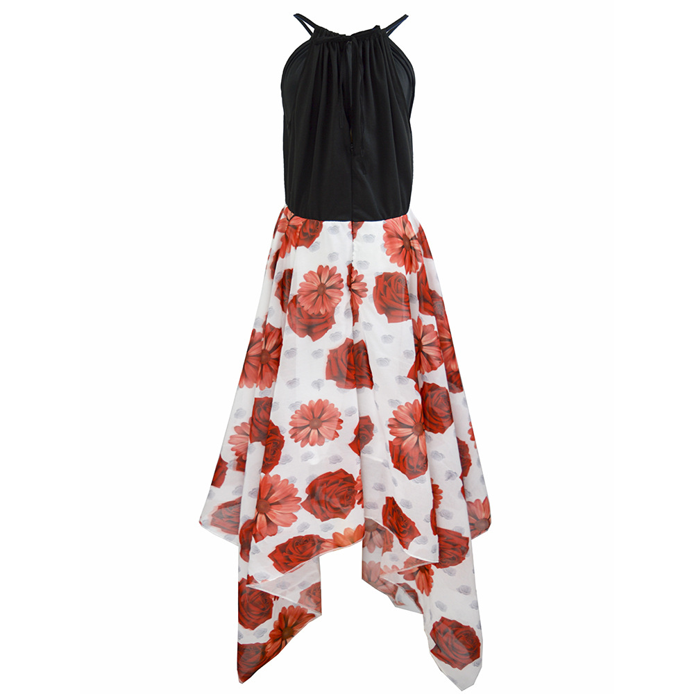 Chic Womens Chiffon Dress Set Sexy Spaghetti Strap Top with Floral Print Stylish Summer Outfit for Casual Occasions
