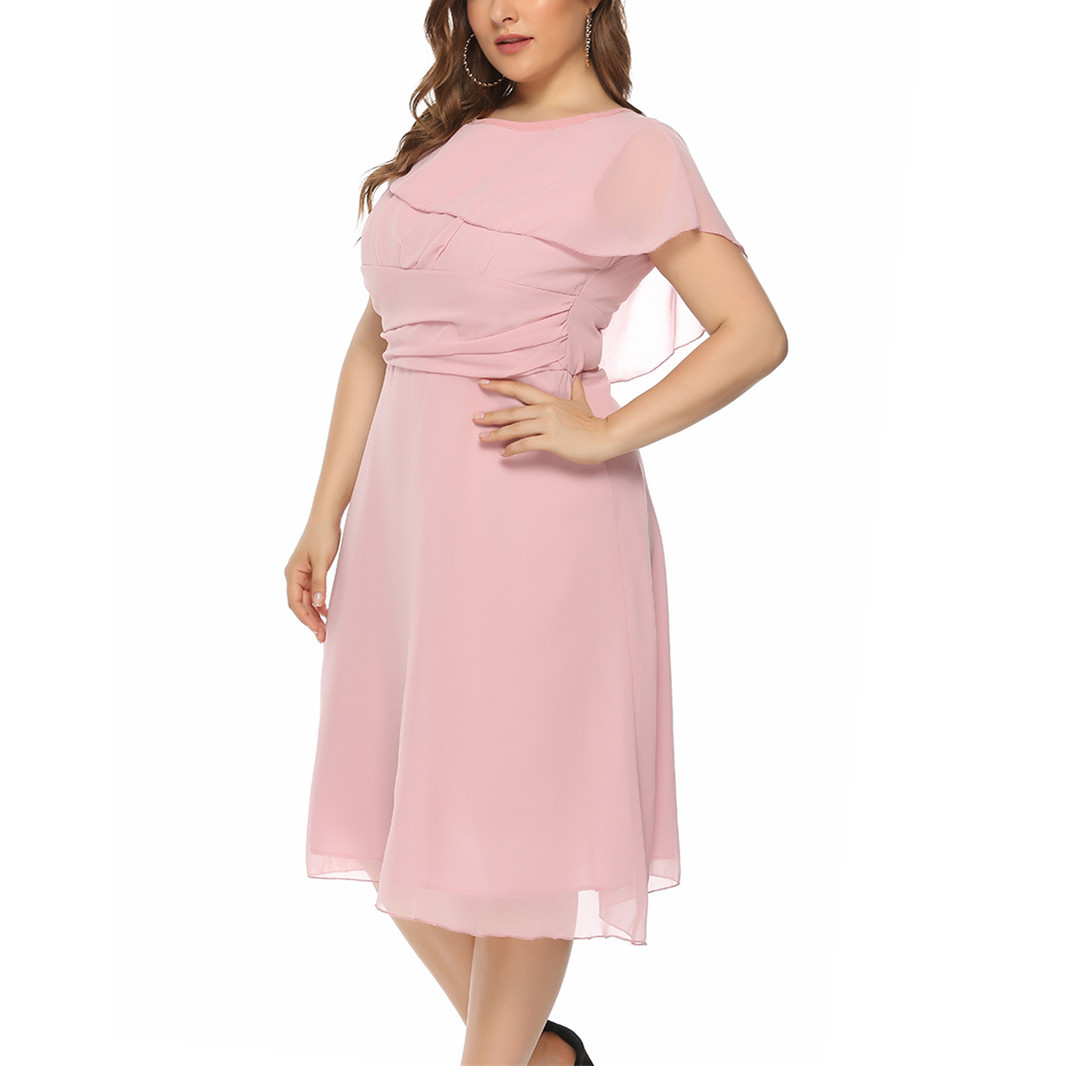 Plus Size Chiffon A Line Dress Elegant Mid Length Flattering Fit Perfect for Casual or Formal Occasions Wholesale