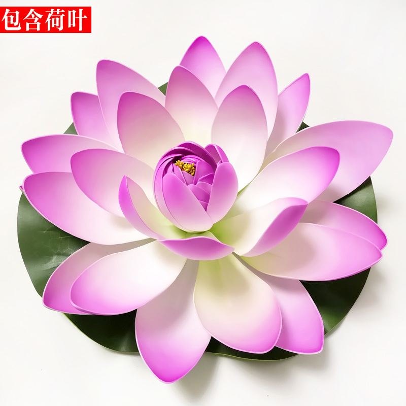 仿真荷花荷叶 睡莲假荷花舞蹈道具水池装饰莲花 EVA泡沫永生花