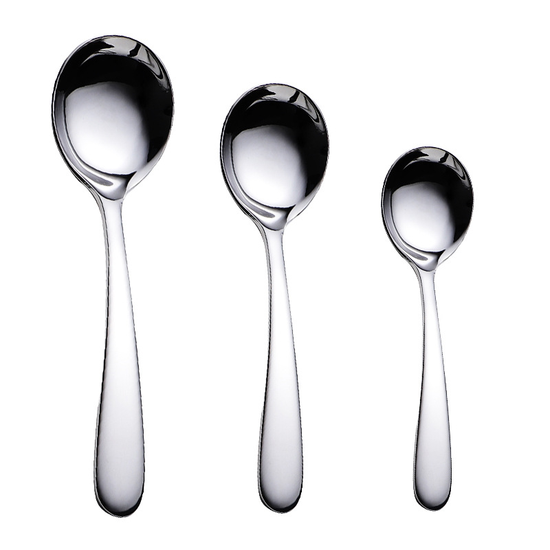 En 304 Stainless Steel Deepened Round Bottom Spoon Spoon Chinese Tableware Mirror Polished Large and Medium small size Housewarming Ceremony
