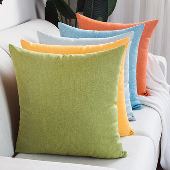 Scandinavian Pure Color Pillowcase Cotton and Linen Linen Pillow Cushion Cover with Core Export Candy Color Pillow Sofa Back Cushion