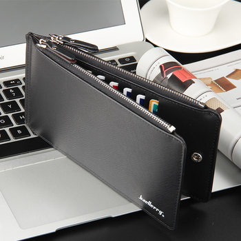 Baellerry New Men's Wallet Cross Pattern Multi-Functional High-End Multi-Card Slot Long Card Holder Wholesale for Men
