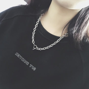 European and American personality buckle titanium steel TO buckle hip-hop street sweater chain O-chain clavicle chain OTbuckle necklace for men and women