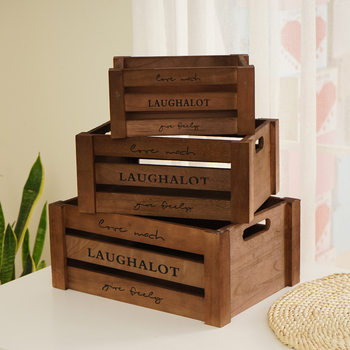 Old Wooden Box Wooden Crate Rectangular Shopping Mall Fruit Storage Box Retro Wooden Box Wedding Photography Props Wooden Basket Box