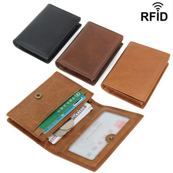 First-Layer Cowhide Rfid Anti-Theft Credit Card Holder Oil Wax Genuine Pickup Bag Card Holder Business Card Holder Multi-Card Slot Business Card Holder