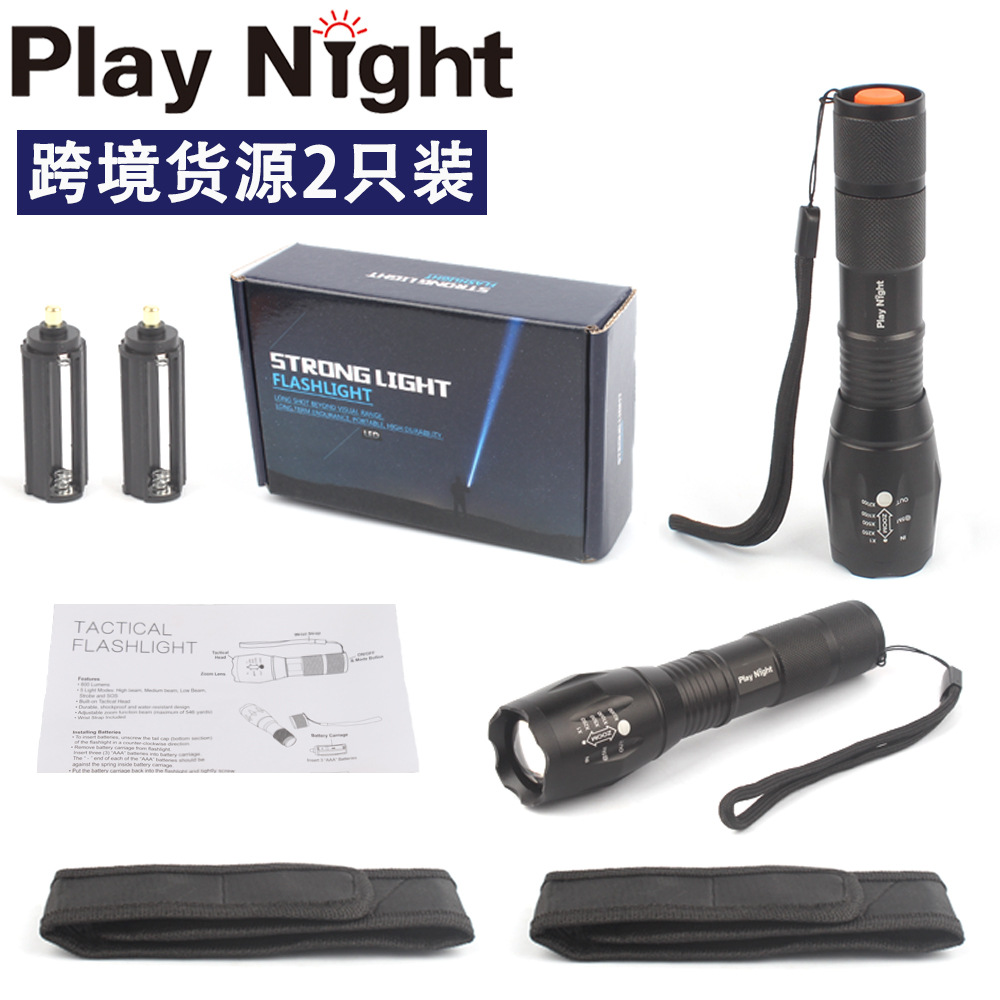 Cross-border hot-selling strong light T6 charging telescopic zoom 10Wled long endurance tactical A100 flashlight manufacturers wholesale