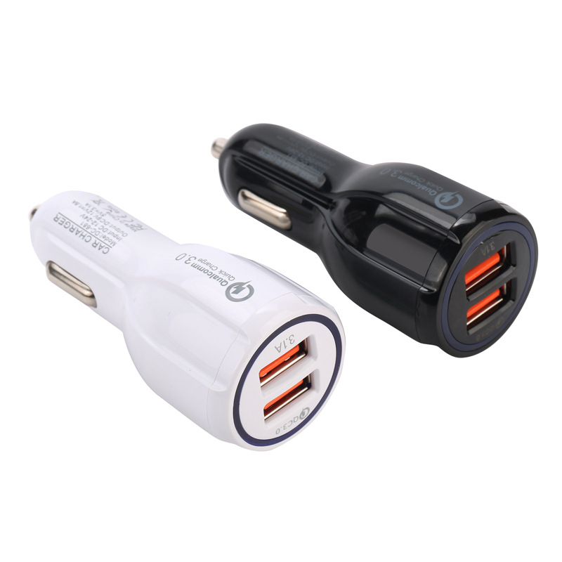 Qc3.0 Car Charger 3.1A One to Two Qc3.0 Car Mobile Phone Dual USB Car Charger One to Two Fast Charging