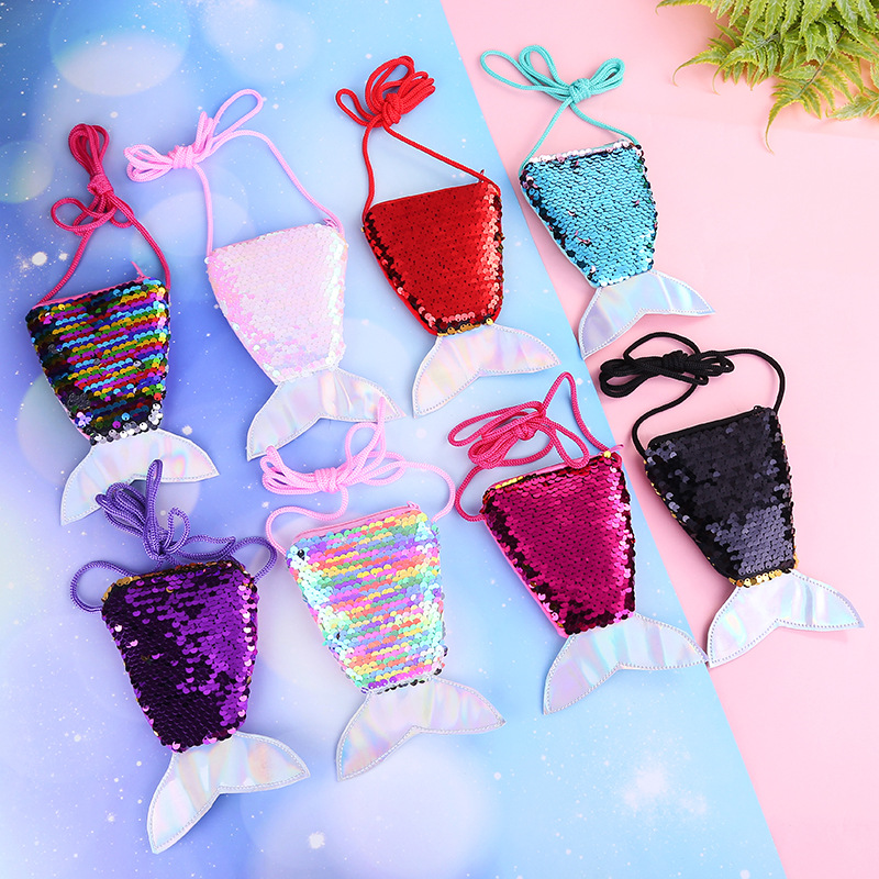 New Mermaid Tail Cross-Body Bag Creative Children's Shoulder Sequin Small Shoulder Bag Storage Lanyard Coin Purse Wholesale