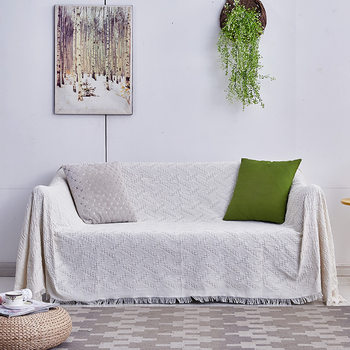 Cross-border sofa towel cover cloth cover towel pure white fabric sofa cushion thread blanket sofa cover back towel factory wholesale