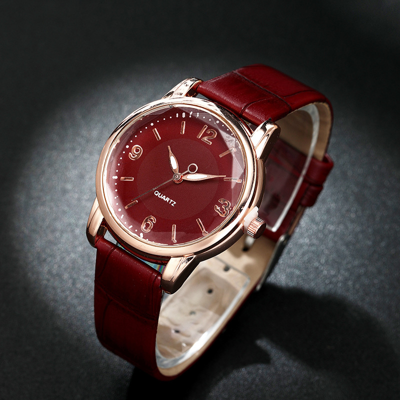 Cross-Border Manufacturers Wholesale Women's Watches, Two-Tone Dial Quartz Watch, Leather Strap Women's Watch, Creative Style Watch, Women's Wristwatch