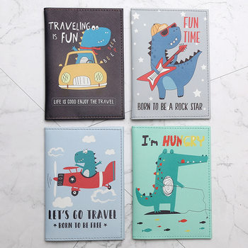 Cartoon Dinosaur Crocodile Passport Book Imitation Leather Printed Passport Cover Travel Document Storage Bag Card Holder Card Holder
