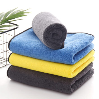 Factory direct supply two-color high-density coral fleece double-sided fleece car towel thickened absorbent fine fiber car wash towel wholesale