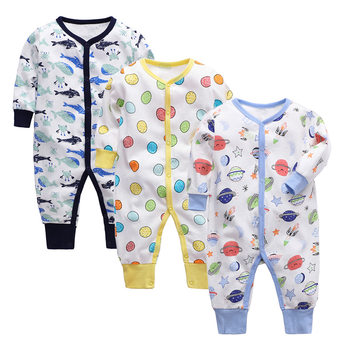 Manufacturer Wholesale Newborn Jumpsuit Baby Crawling Suit Flat-Footed Long-Sleeved Jumpsuit Casual Pajamas Air-Conditioned Clothing
