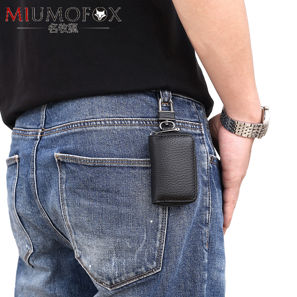 Summer fashion leather universal car key bag waist hanging key bag Joker wholesale factory direct sales