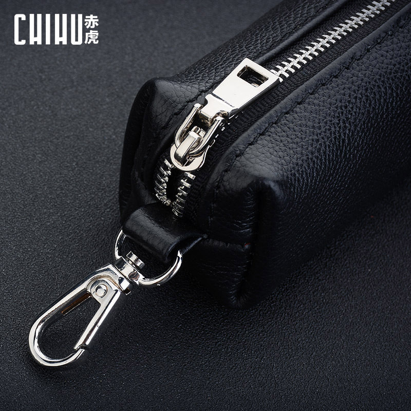 Practical hand-held men's cowhide key case large capacity fashionable women's zipper household universal key case