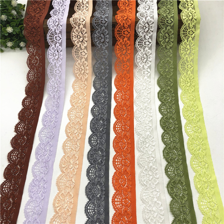 35 colors 2.5cm elastic nylon + spandex warp knitted lace unilateral hollow underwear diy accessories
