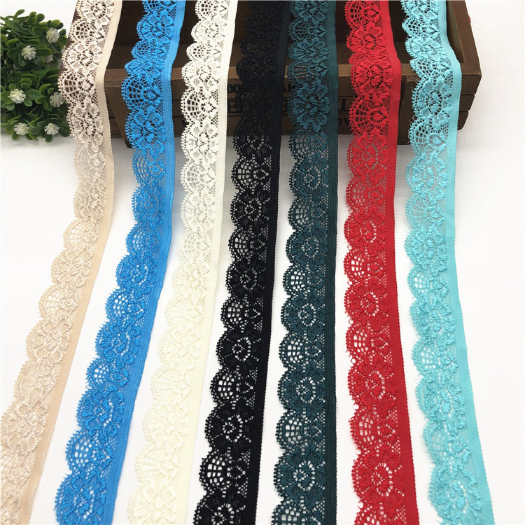 35 colors 2.5cm elastic nylon + spandex warp knitted lace unilateral hollow underwear diy accessories