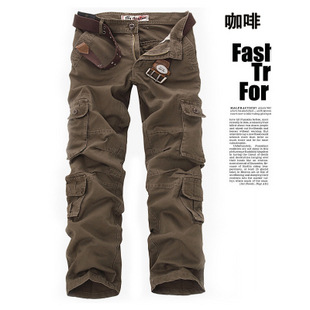 男士跨境8口袋亚马逊大码工装长裤大码宽松休闲裤 户外裤