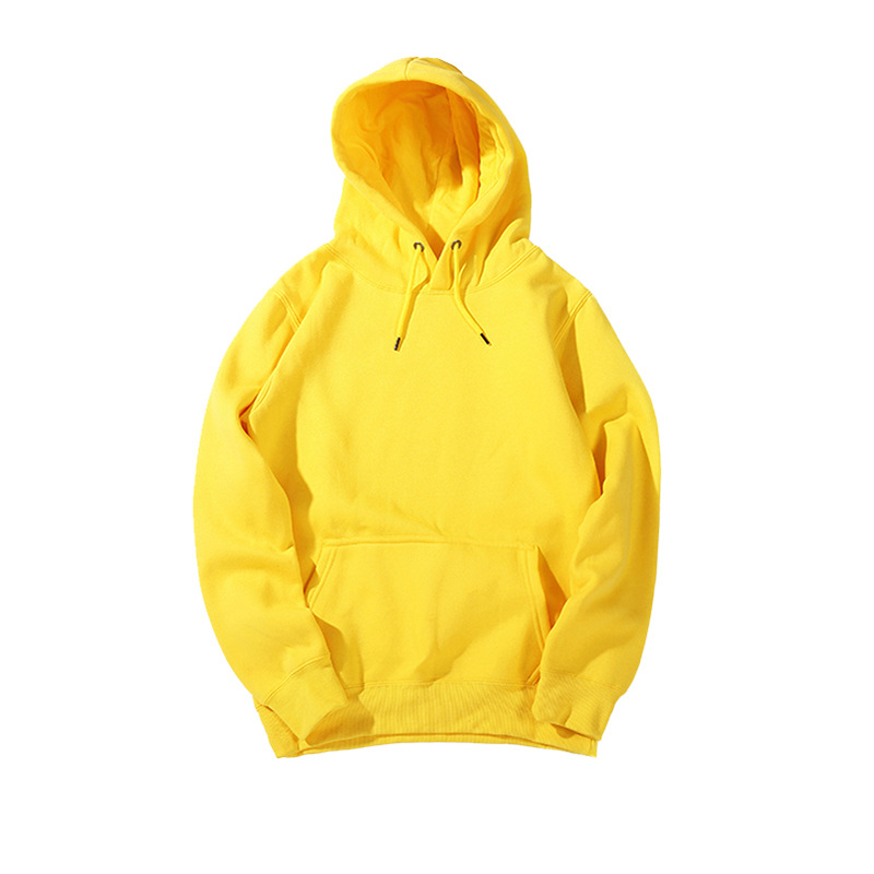 春秋毛圈纯色套头连帽卫衣可印图案空白抓绒秋冬加绒卫衣批发