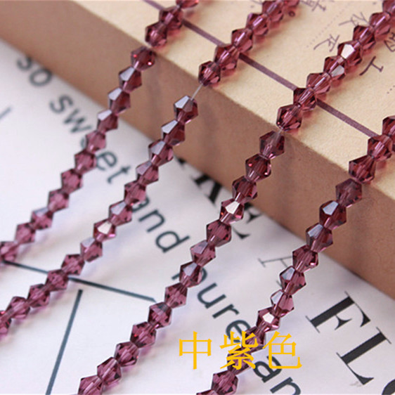 3/4/6mm水晶菱形珠子尖珠散珠两头尖diy手工发饰材料饰品配件批发