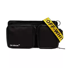 OW detachable men's multi-pocket off shoulder bag Cordura logo yellow ribbon white crossbody bag