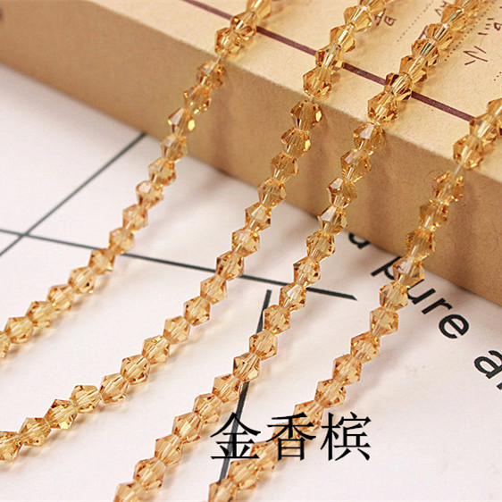 3/4/6mm水晶菱形珠子尖珠散珠两头尖diy手工发饰材料饰品配件批发