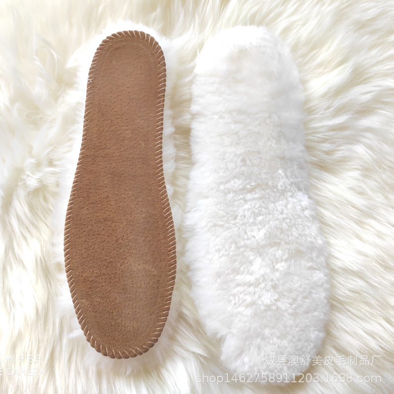 Foreign Trade New Wool Insole, Fur Integrated Warm Insole, Breathable, Sweat-Absorbent and Heightening Pigskin Insole, Unisex