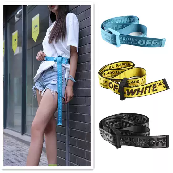 High quality European and American fashion brand popular letter extra thick canvas belt industrial style exquisite embroidery letter webbing