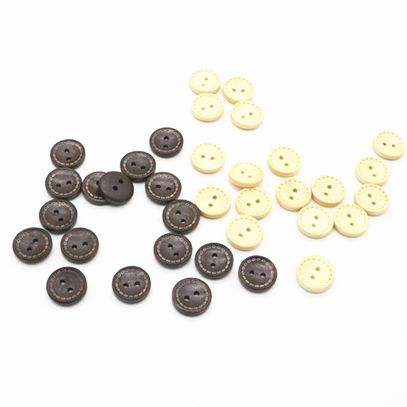 Spot natural wood two-eyed dotted bowl-shaped wooden buttons DIY wood accessories buttons children's wooden buttons