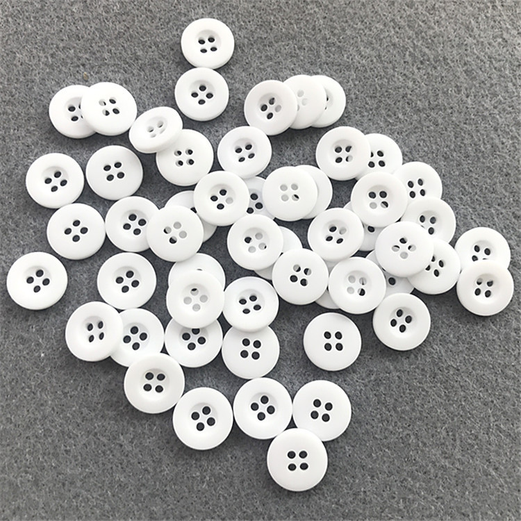 Four-Eye Button Wide-Brimmed Resin Button Shirt White Embryo Dyeable Ready-Made Button Multi-Specification Work Clothes School Uniform