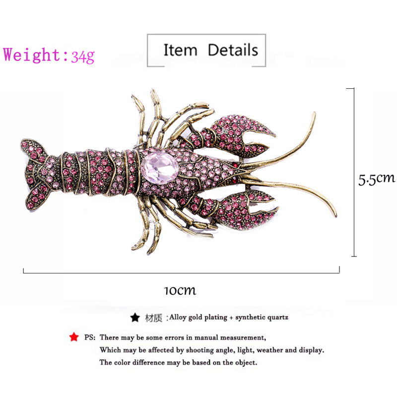 Fashion Exaggerated Retro Animal Brooch European and American Personality Crayfish Pin Pest Men's and Women's Coat Accessories