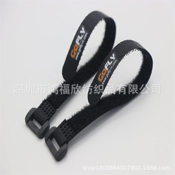 Nylon Buckle Tie Strap Data Cable Velcro Line Tie with Printed LOGO Black Binding Strap