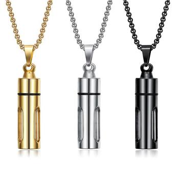 Wish fashion personality can open perfume bottle pendant necklace trend ins creative men and women stainless steel jewelry