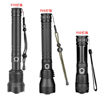 Cross border hot selling strong light P50 high power LED aluminum alloy flashlight P70 USB rechargeable outdoor flashlight